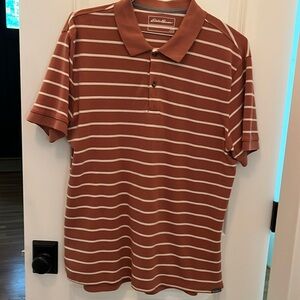 ❤️ 7 for 20 ❤️ Eddie Bauer 100% cotton dark orange/red/brown polo shirt size L